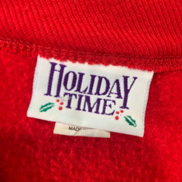 Vintage Holiday Time Bears Ugly Christmas Sweater Sz Large Red Holiday Crewneck - Picture 3 of 5